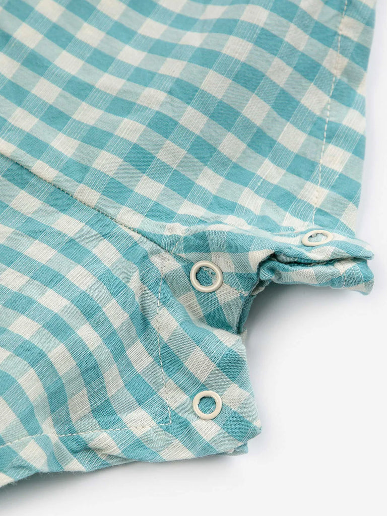 Bobo Choses Ant Vichy Woven Playsuit in Turquoise