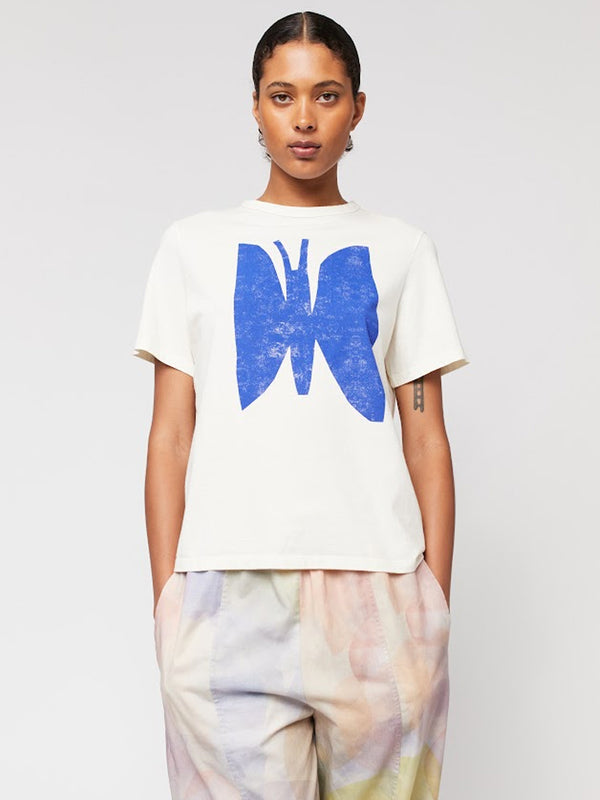 Bobo Choses Butterfly T-Shirt in White Blue