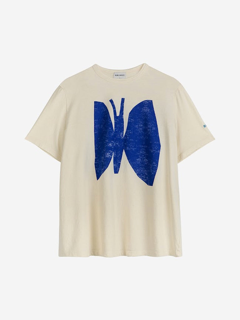 Bobo Choses Butterfly T-Shirt in White Blue