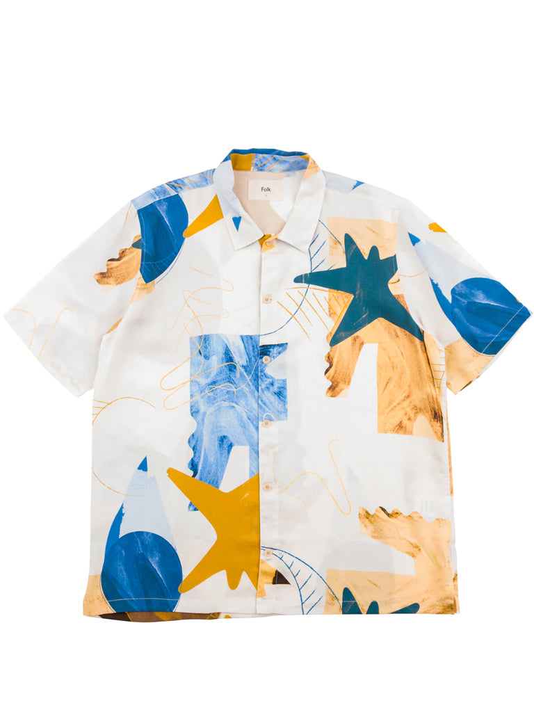 Folk Gabe Shirt in Void Print Light – Maze