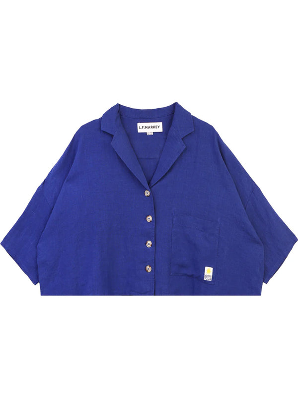 L.F. Markey Maxim Linen Shirt in Cobalt