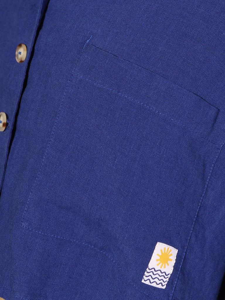 L.F. Markey Maxim Linen Shirt in Cobalt