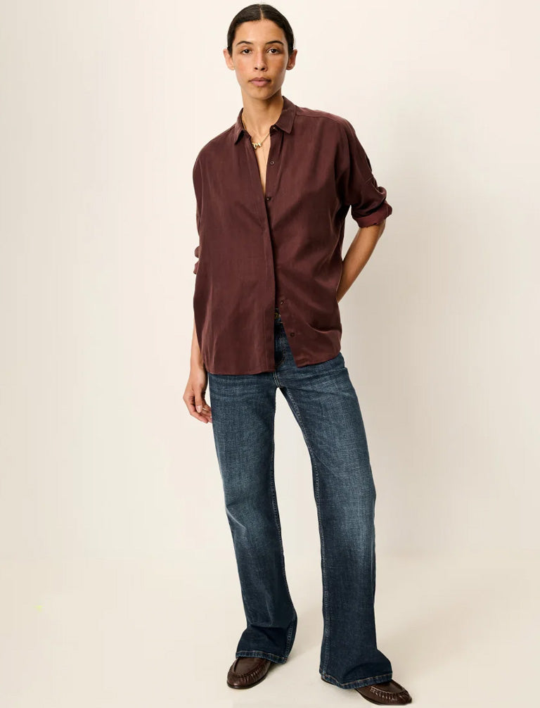 Sessun Lady D Silk Shirt in Moka – Maze