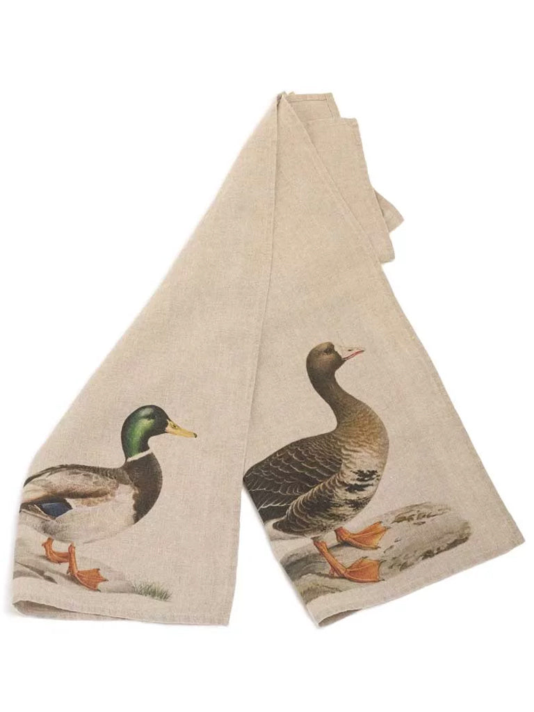 Linoroom Goose and Duck Tea Towels in Natural Maze