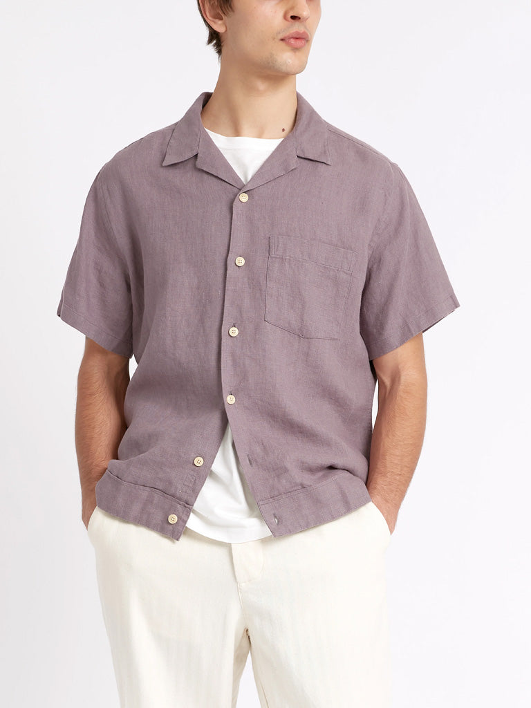Oliver Spencer Havana Short Sleeve Shirt in Coney Mauve