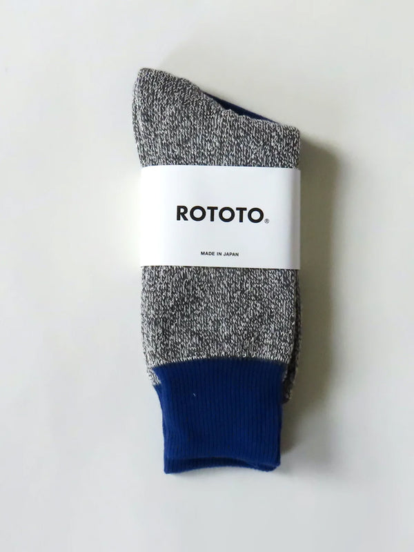 Rototo Contrast Socks in Blue Grey