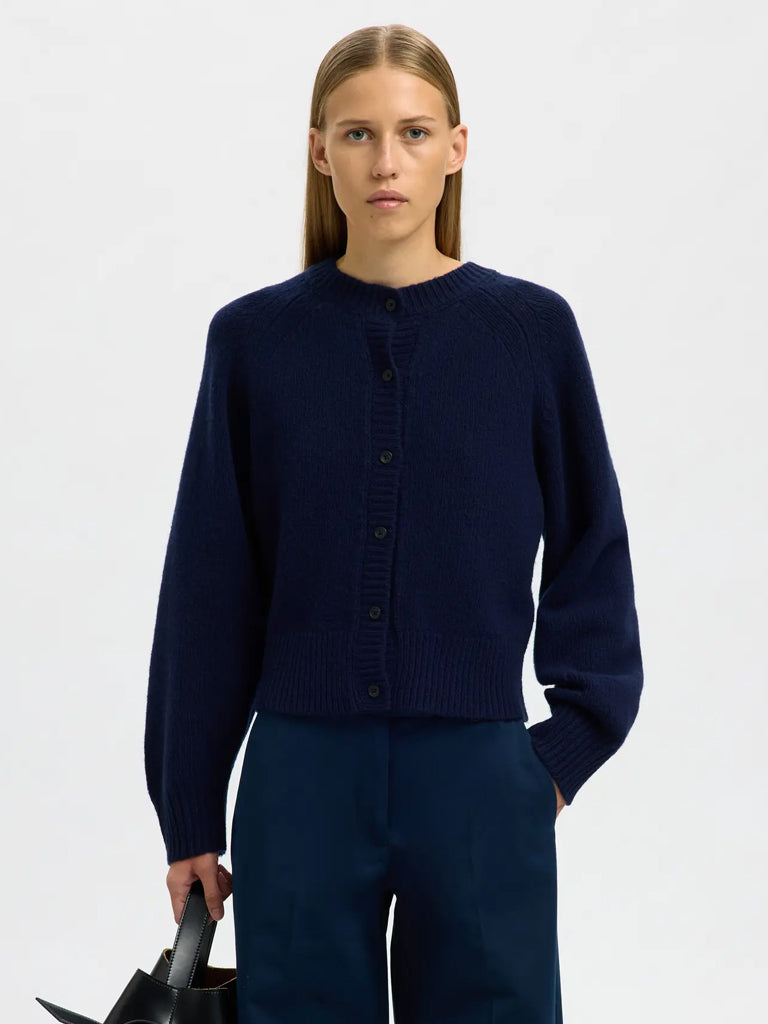 Selected Nora Crop Cardigan in Dark Sapphire – Maze