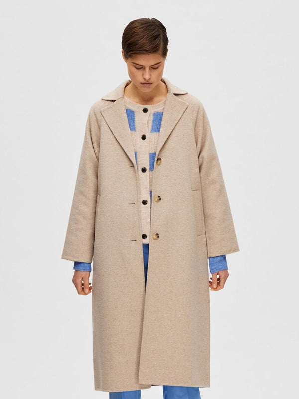 Selected Femme Classic Wool Coat in Sandshell
