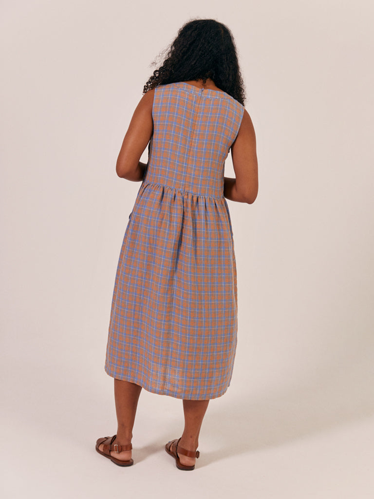 Sideline Tally Check Dress in Orange Mix Check