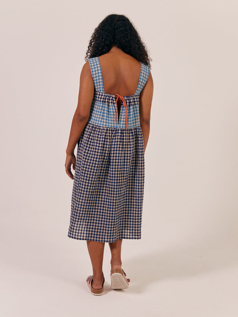 Sideline Beau Dress in Gingham Blue