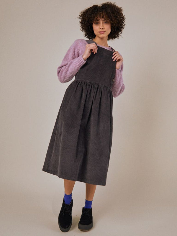 Sideline Thea Pinafore in Charcoal Cord