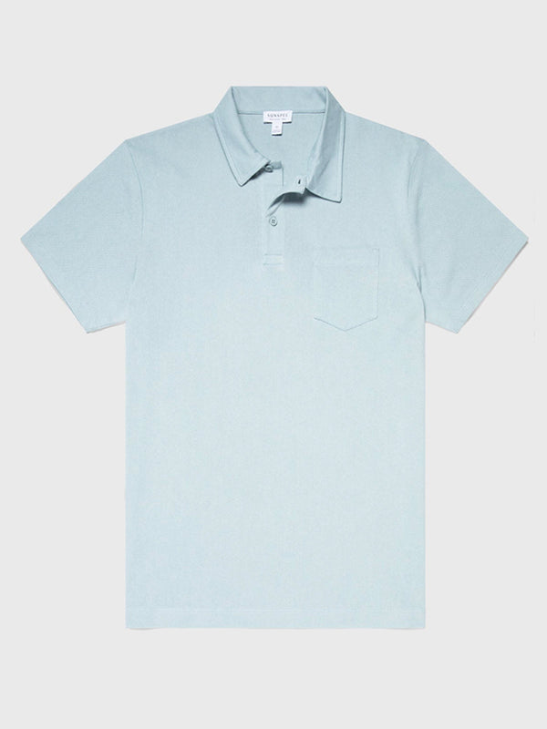 Sunspel Riviera Polo Shirt in Blue Sage