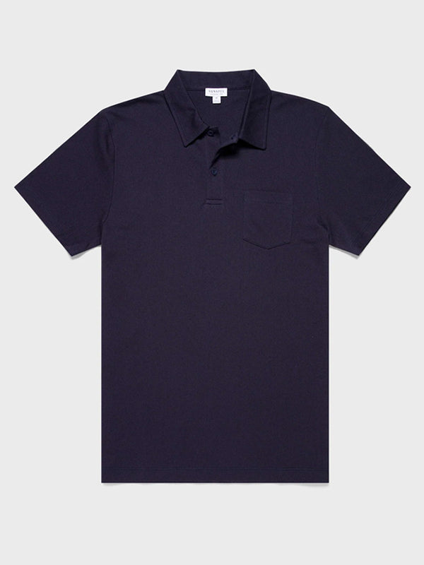Sunspel Riviera Polo Shirt in Navy