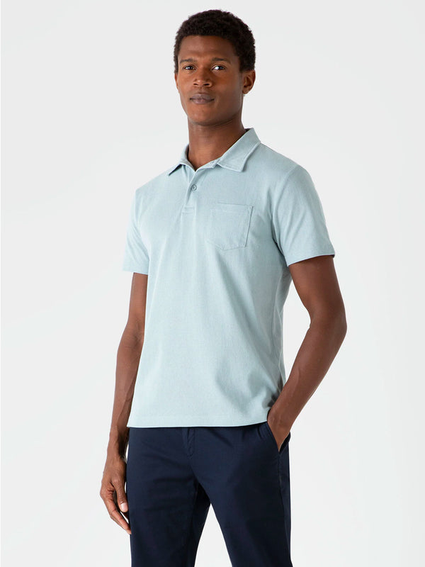 Sunspel Riviera Polo Shirt in Blue Sage