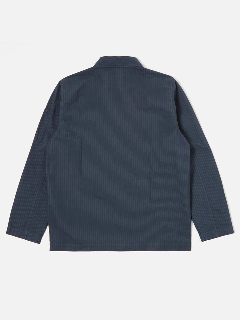Universal Works Coverall Jacket in Nearly Pinstripe Navy