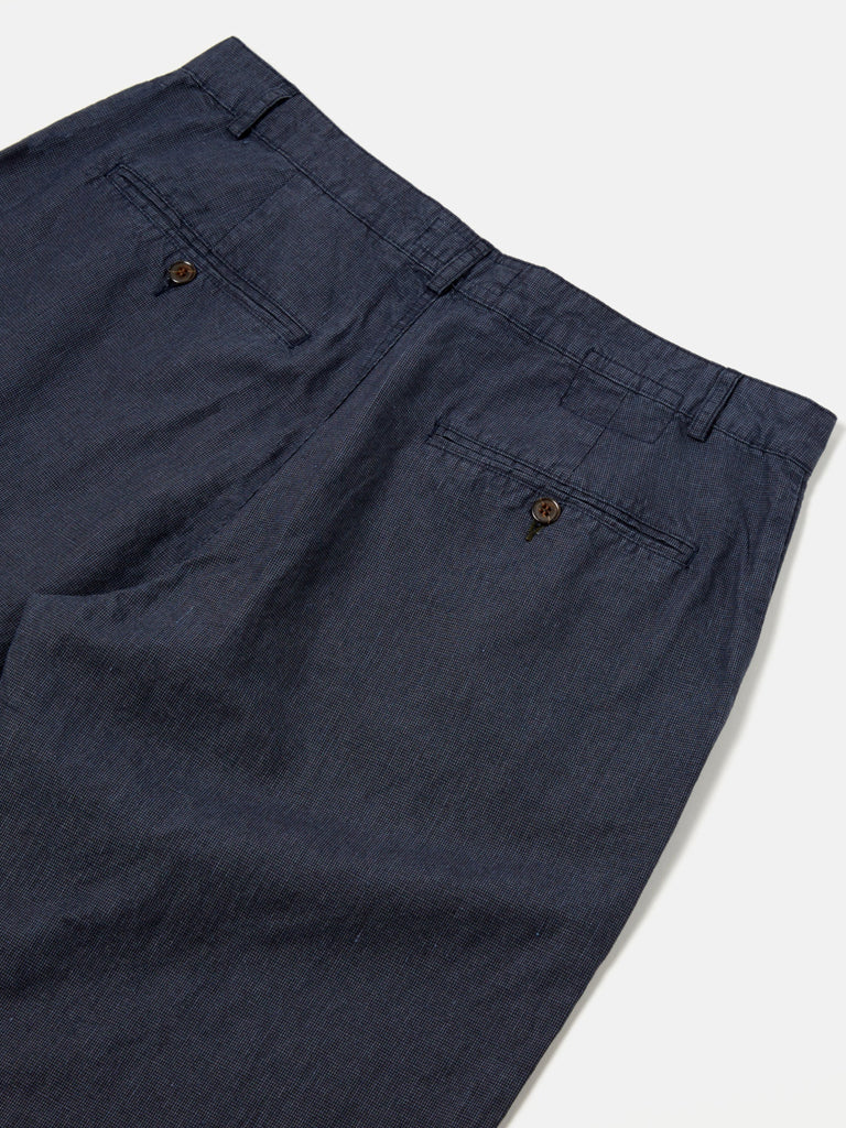 Universal Works Military Linen Chino in Puppytooth Navy