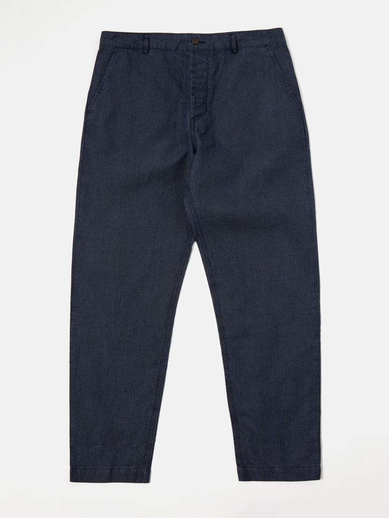 Universal Works Military Linen Chino in Puppytooth Navy