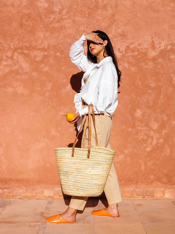 Handwoven Valencia Shopper Basket in Brown