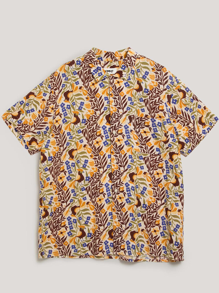 YMC Malick Shirt in Bird Print Multi