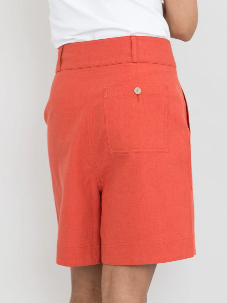 Folk Pleated Shorts in Minium Twill