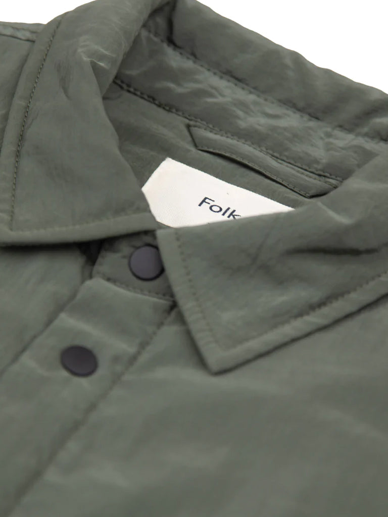 Folk Wadded Assembly Jacket in Olive Nylon Texture