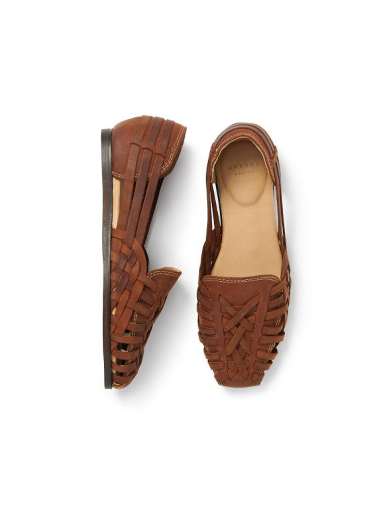 Hudson Raffi Leather Woven Sandal in Tan