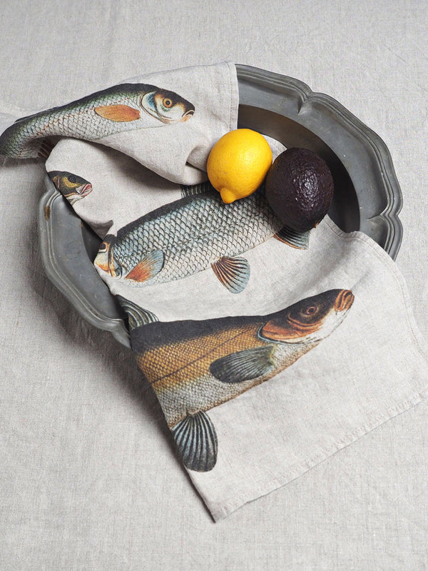 Linoroom Fish Tea Towels in Linen