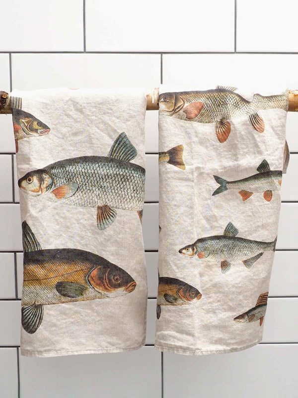 Linoroom Fish Tea Towels in Linen