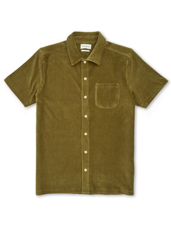 Oliver Spencer Riviera Short Sleeve Jersey Shirt in Lulworth Sage Green