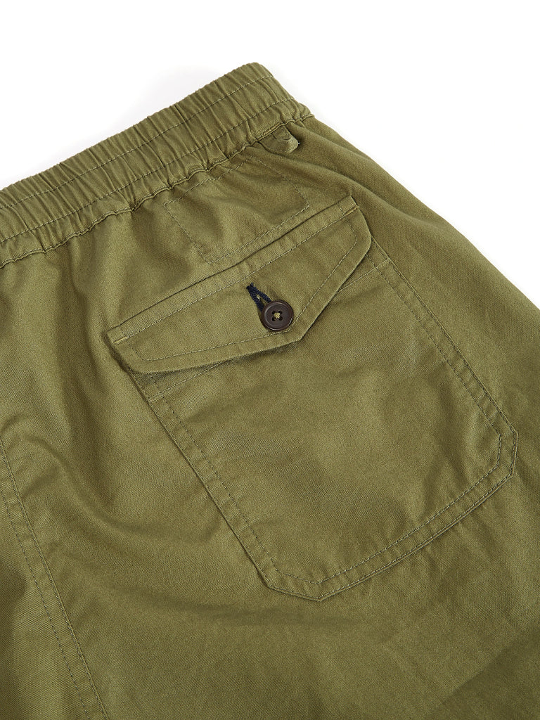 Universal Works Long Track Shorts in Olive Twill