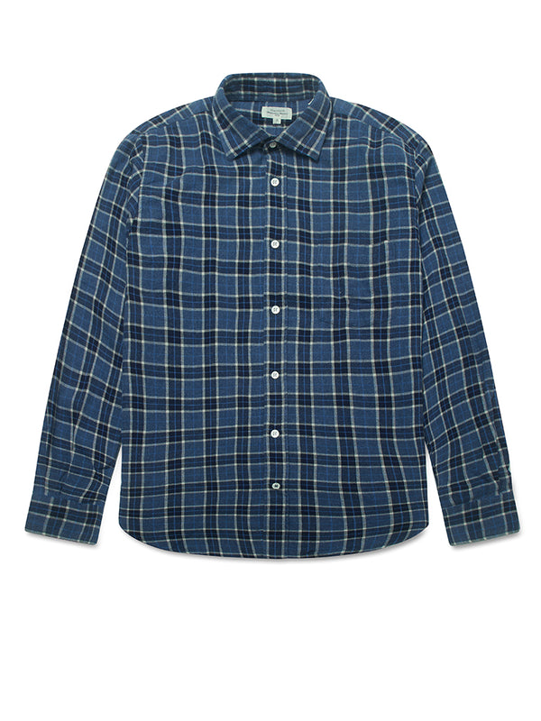 Hartford Paul Brushed Plaid Shirt in Blue
