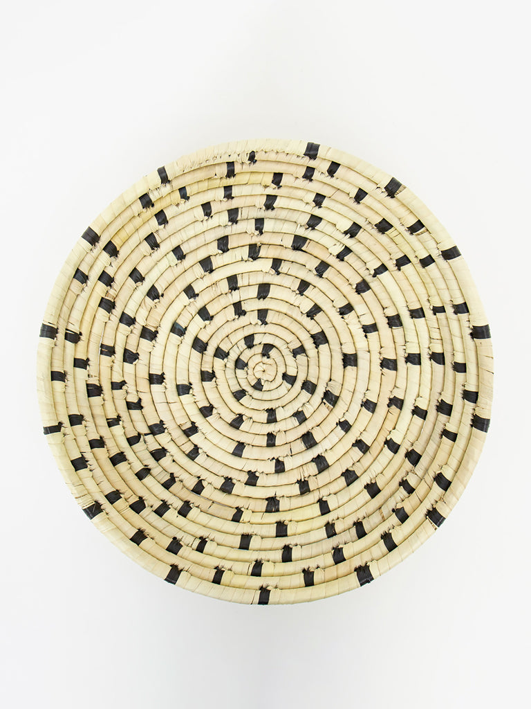 Afro Art Palm Dot Bread Basket in Natural and Black