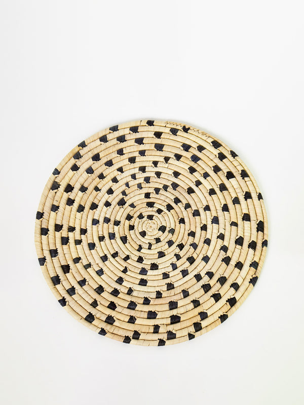 Afro Art Palm Dot Trivet in Natural and Black