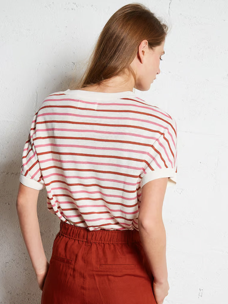 Des Petits Hauts Alexi Stripe Top in Bubble Cream