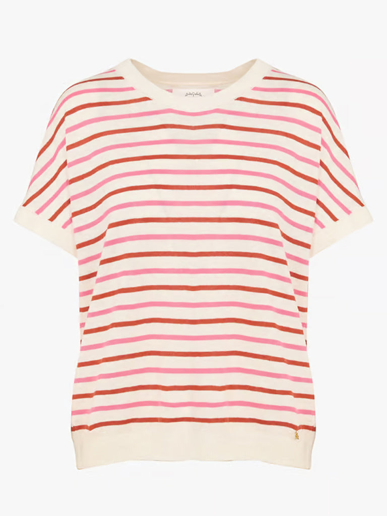Des Petits Hauts Alexi Stripe Top in Bubble Cream