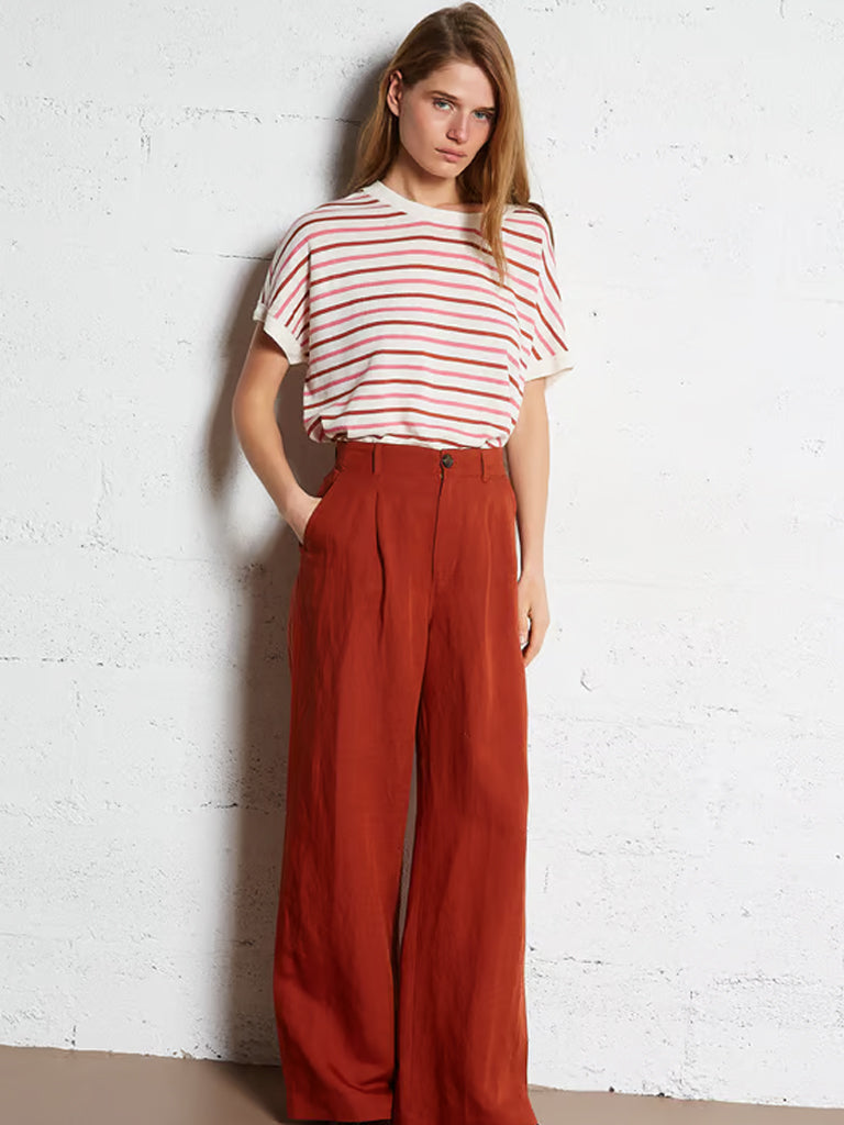 Des Petits Hauts Alexi Stripe Top in Bubble Cream