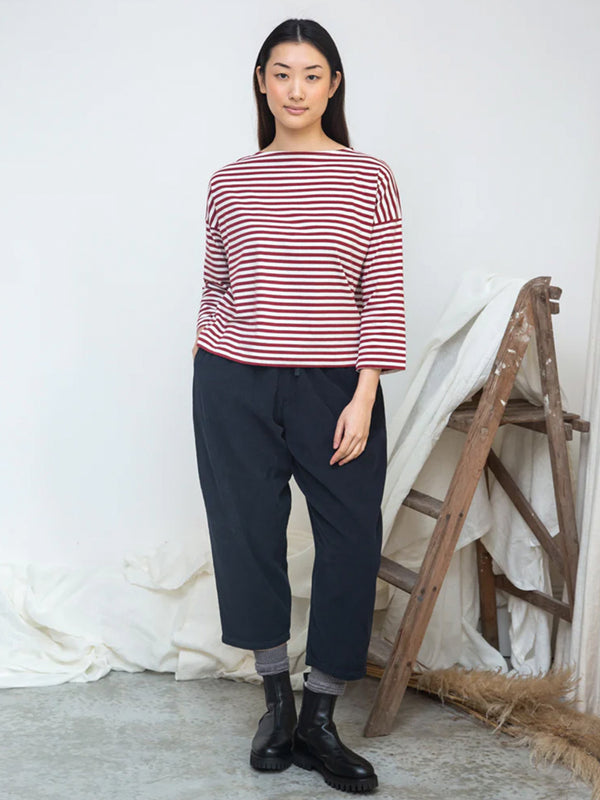 Beaumont Organic Leia-Sue Top in Burgundy White