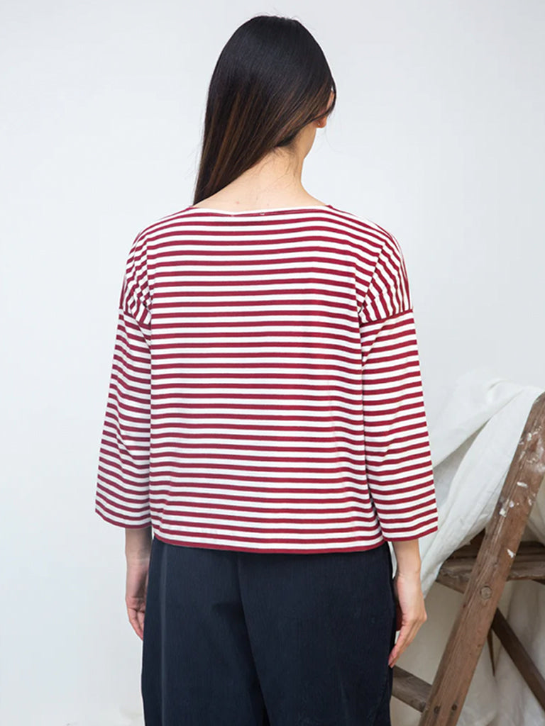 Beaumont Organic Leia-Sue Top in Burgundy White