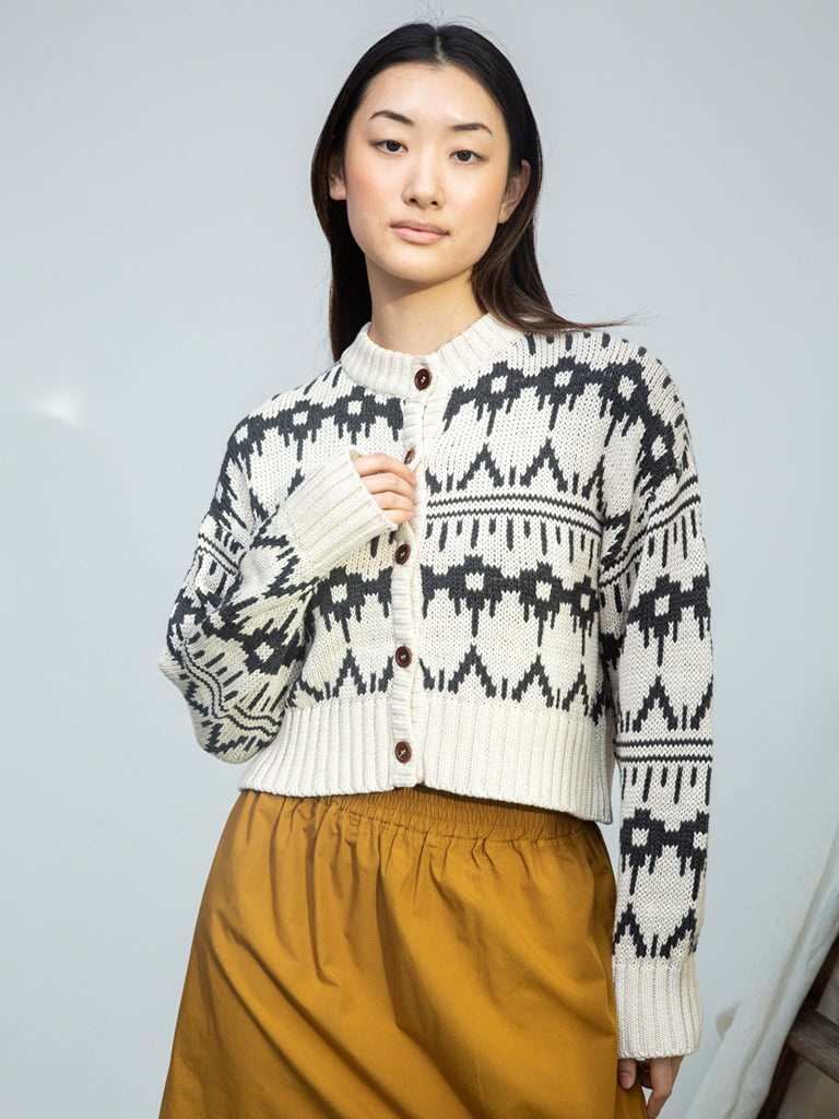 Beaumont Organic Sugi Cardigan in Charcoal Ecru