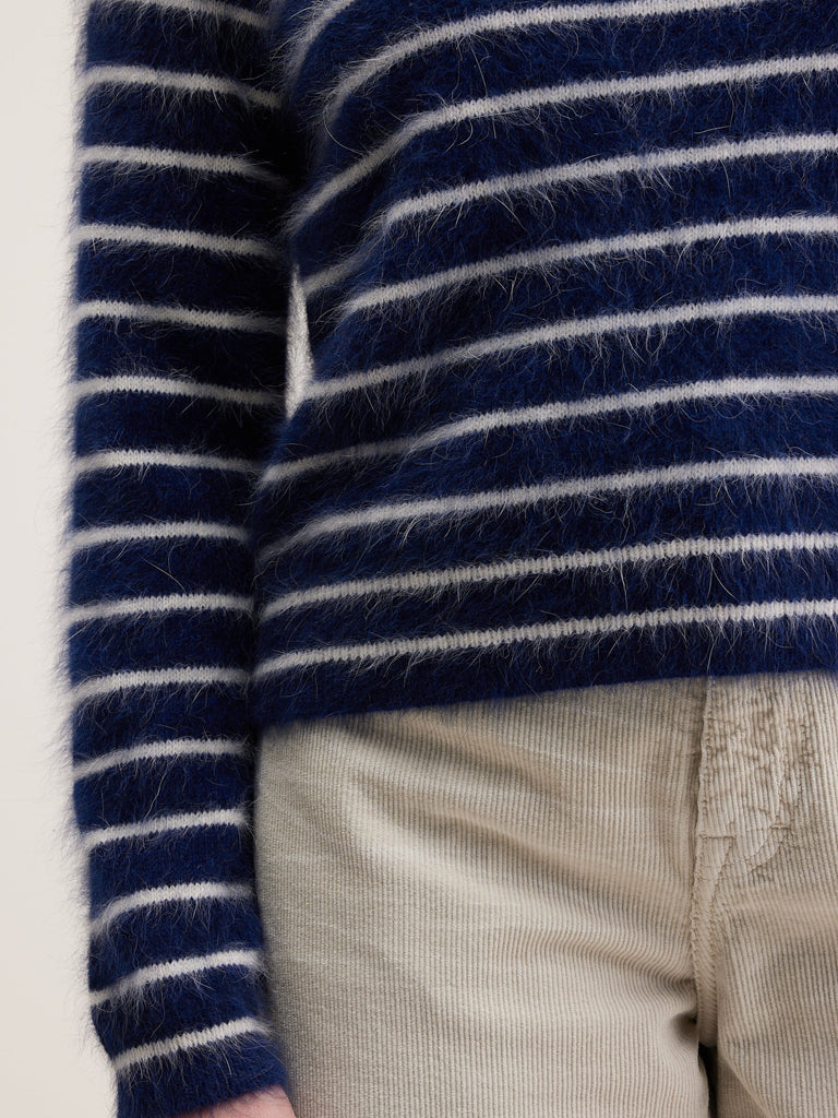 Bellerose Dato Stripe Sweater in Navy White