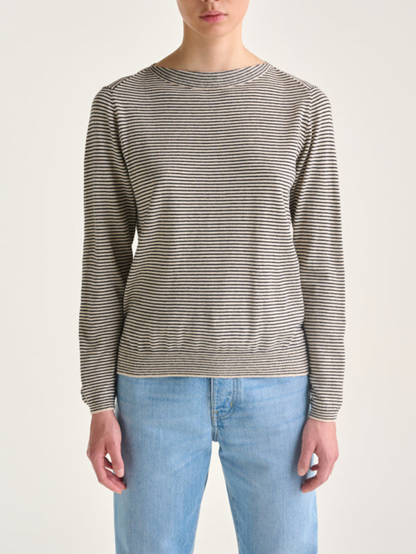 Bellerose Gop Stripe Sweater in Navy Ecru