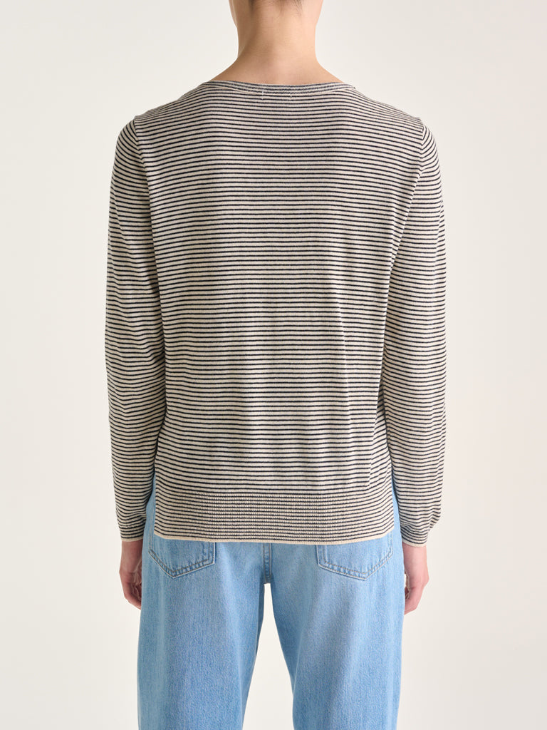 Bellerose Gop Stripe Sweater in Navy Ecru