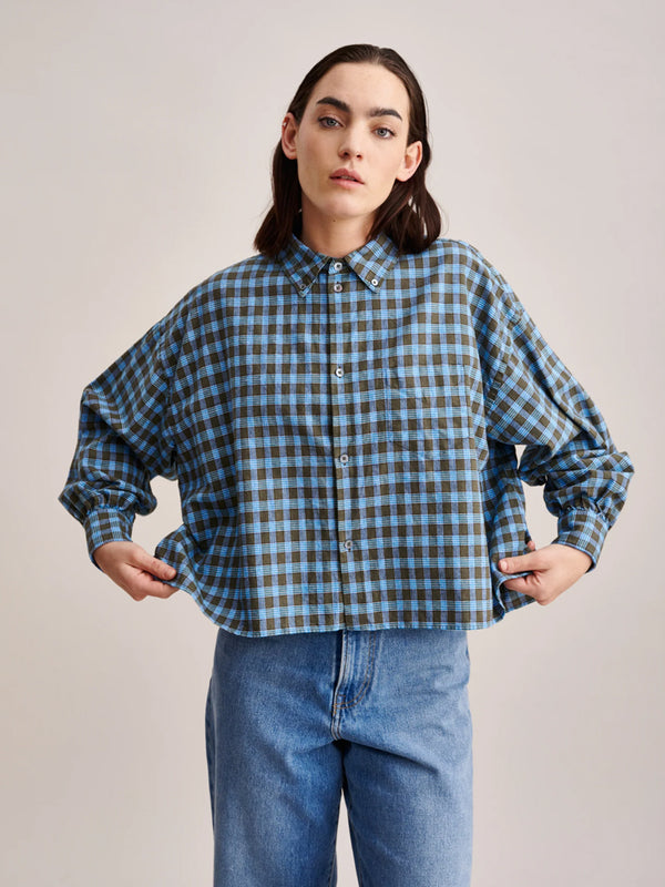 Graff Check Shirt in Olive Blue