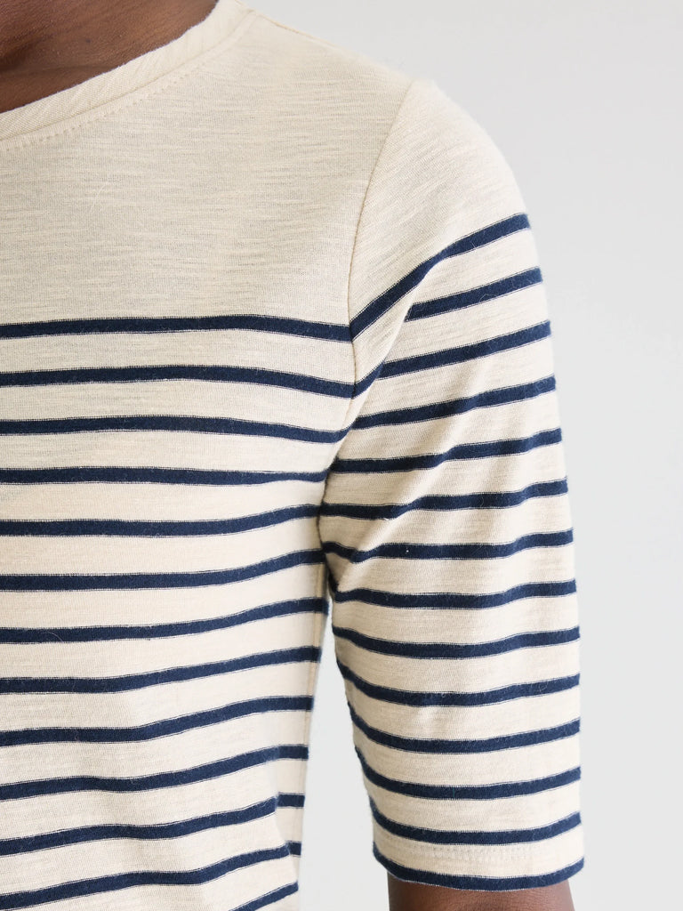 Bellerose Mias Stripe T-Shirt in Navy Ecru