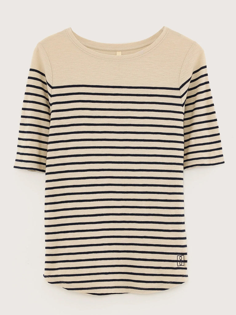 Bellerose Mias Stripe T-Shirt in Navy Ecru