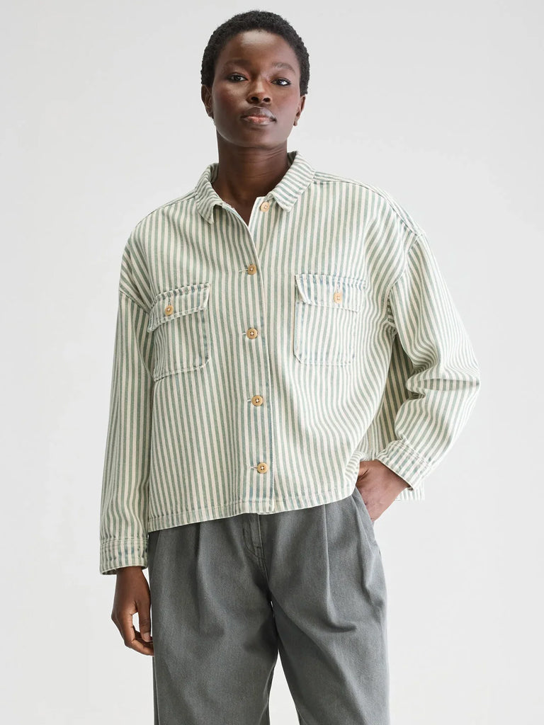 Bellerose Parrish Overshirt in Green Stripe