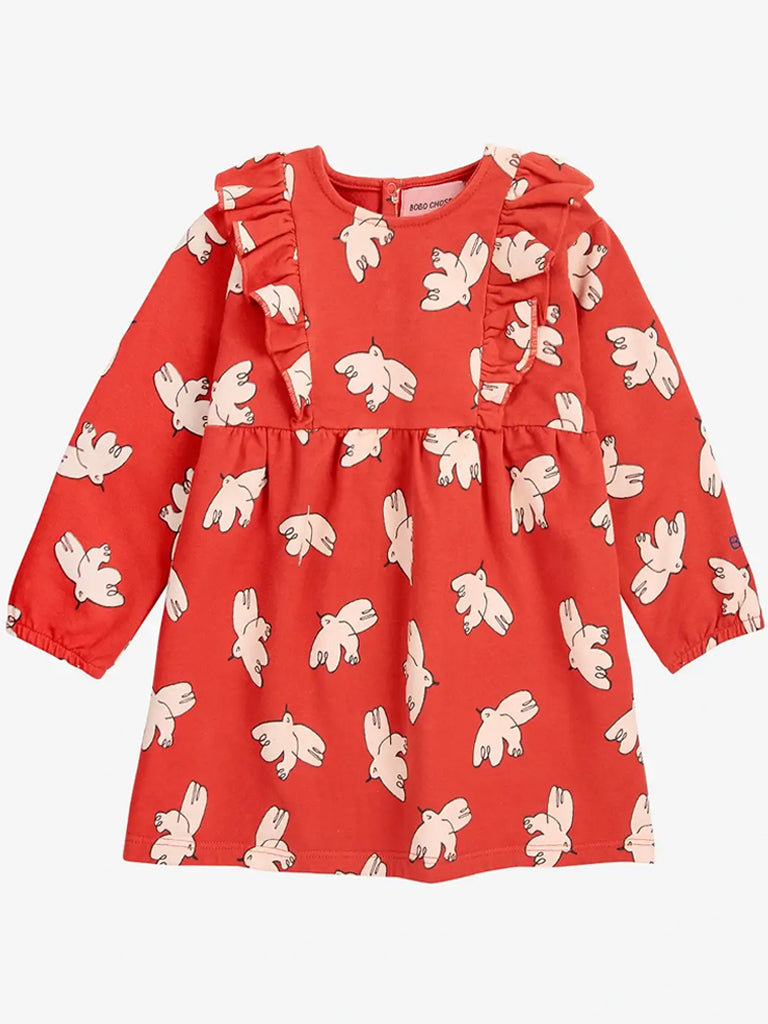 Bobo Choses Baby Freedom Bird Dress in Red