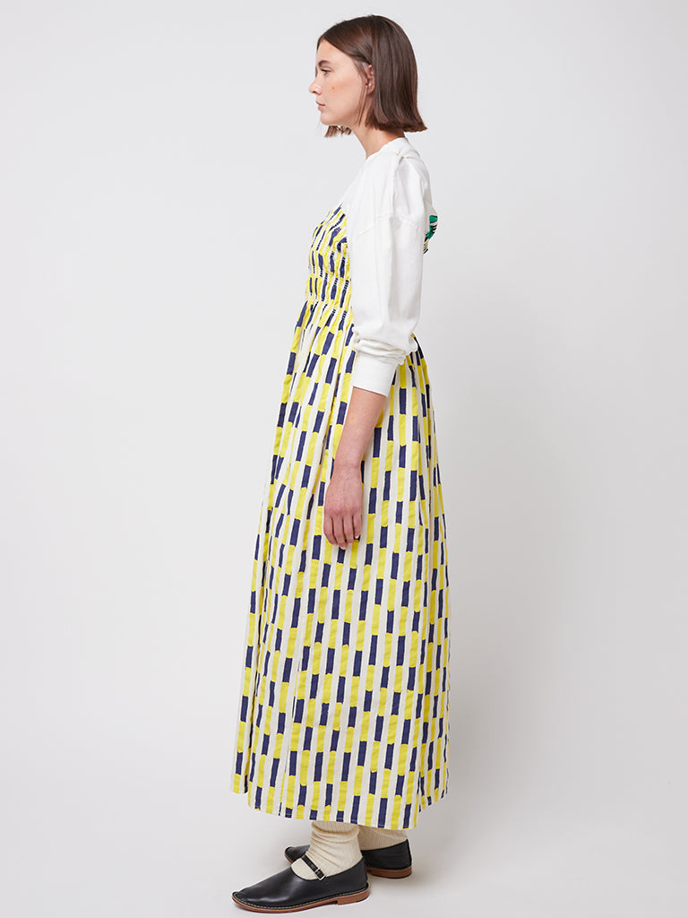 Bobo Choses Brush Strokes Dress in Blue Yellow