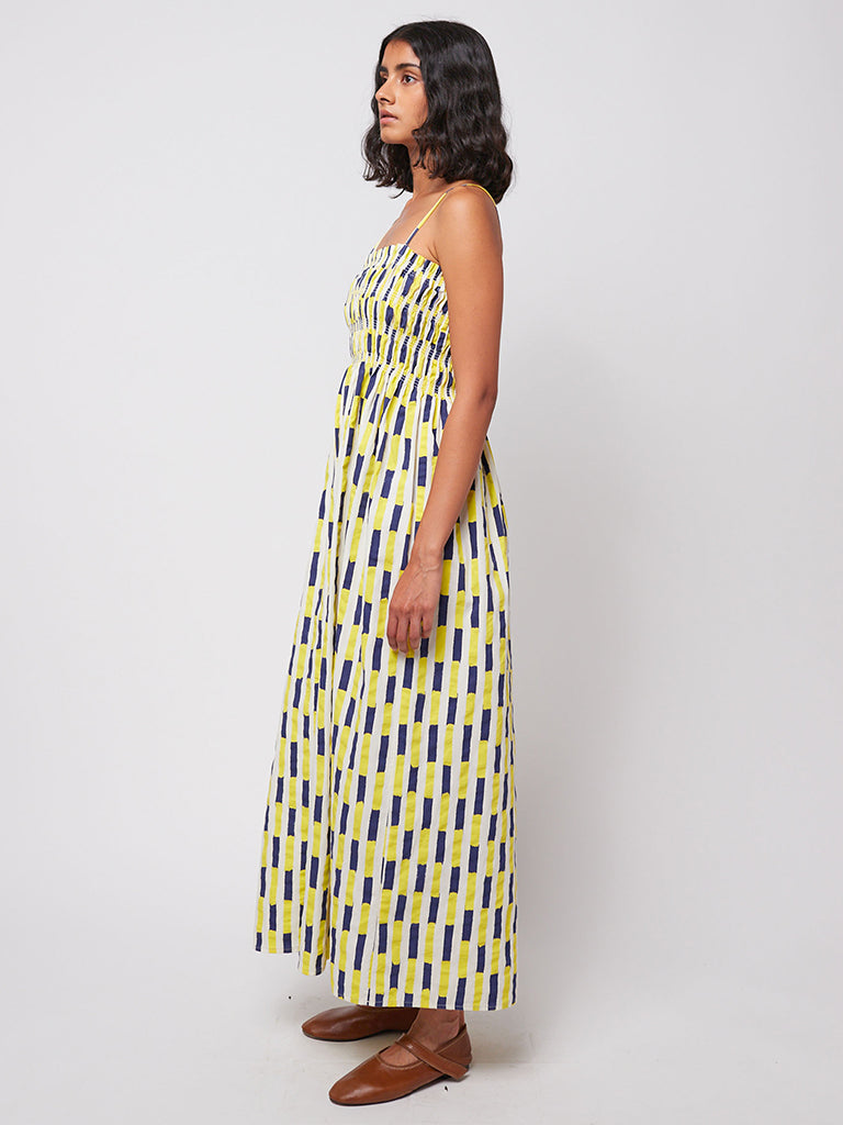 Bobo Choses Brush Strokes Dress in Blue Yellow