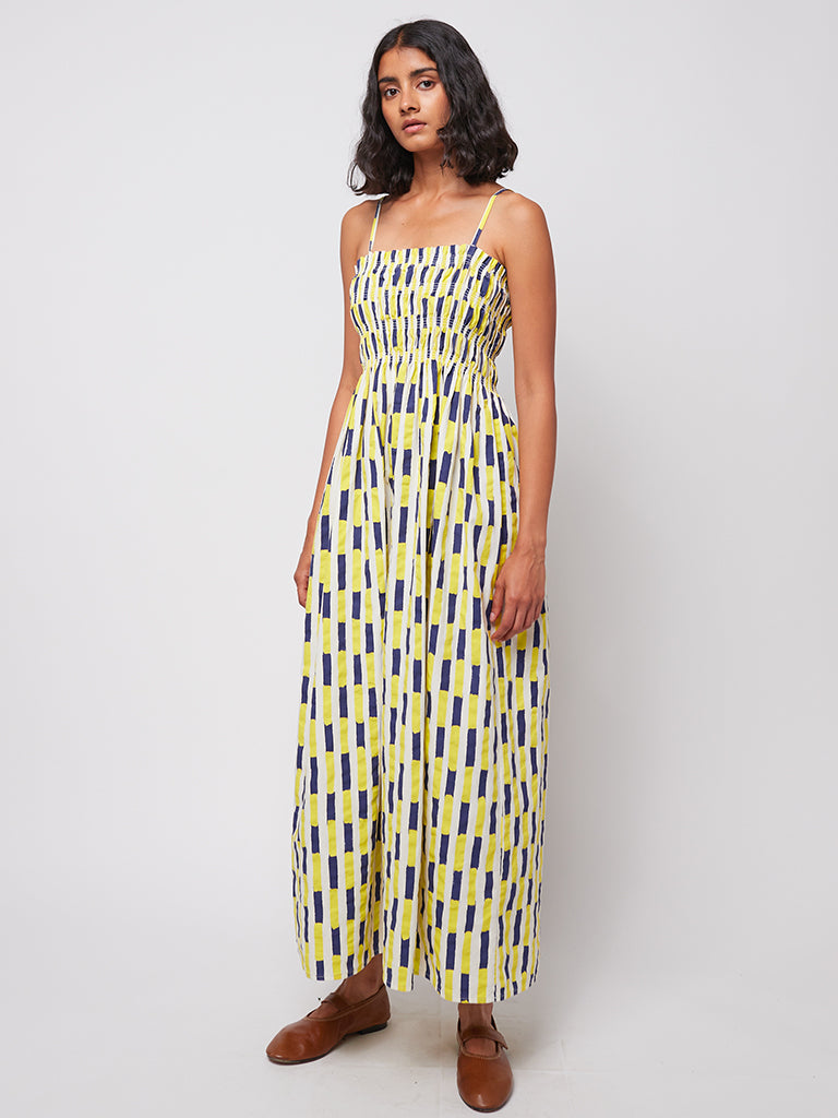 Bobo Choses Brush Strokes Dress in Blue Yellow